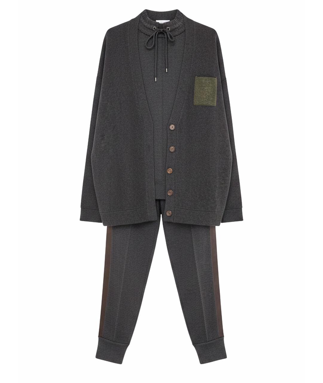 BRUNELLO CUCINELLI Антрацитовый шерстяной костюм с брюками, фото 1