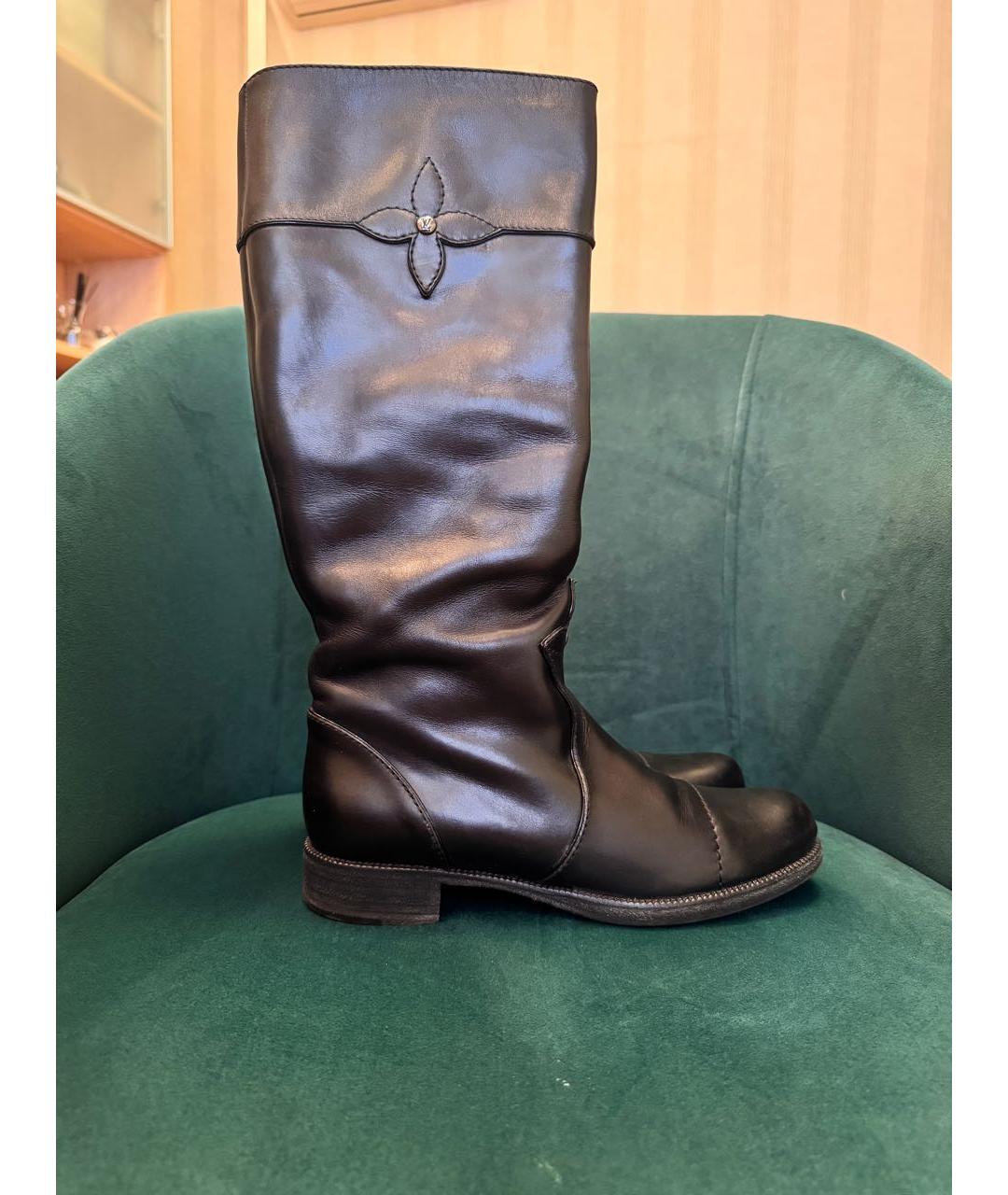 LOUIS VUITTON Черные кожаные сапоги, фото 7