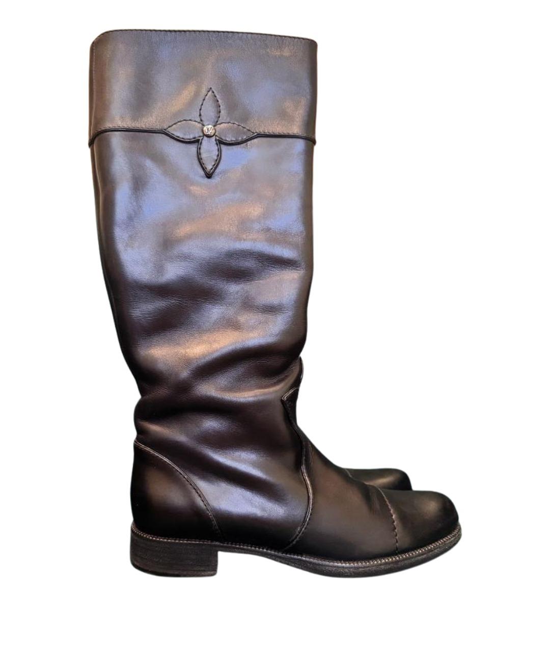 LOUIS VUITTON Черные кожаные сапоги, фото 1