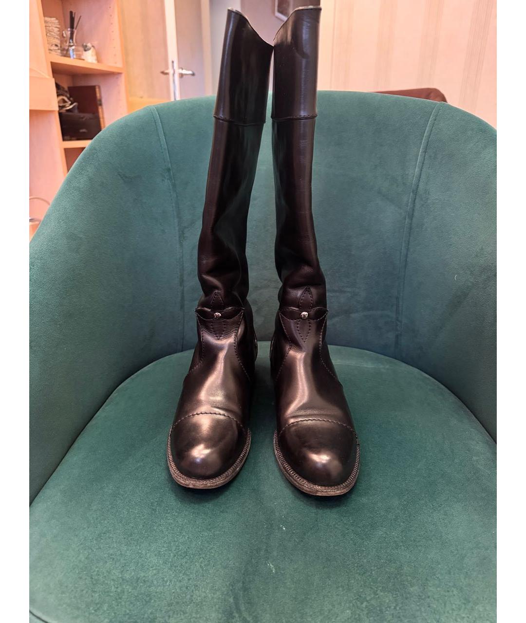 LOUIS VUITTON Черные кожаные сапоги, фото 2