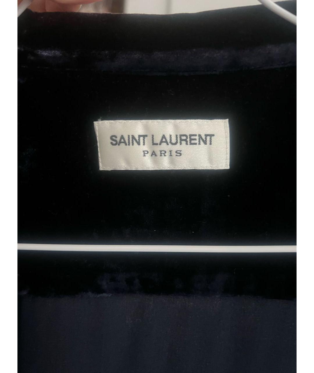 SAINT LAURENT Темно-синяя вискозная рубашка, фото 3