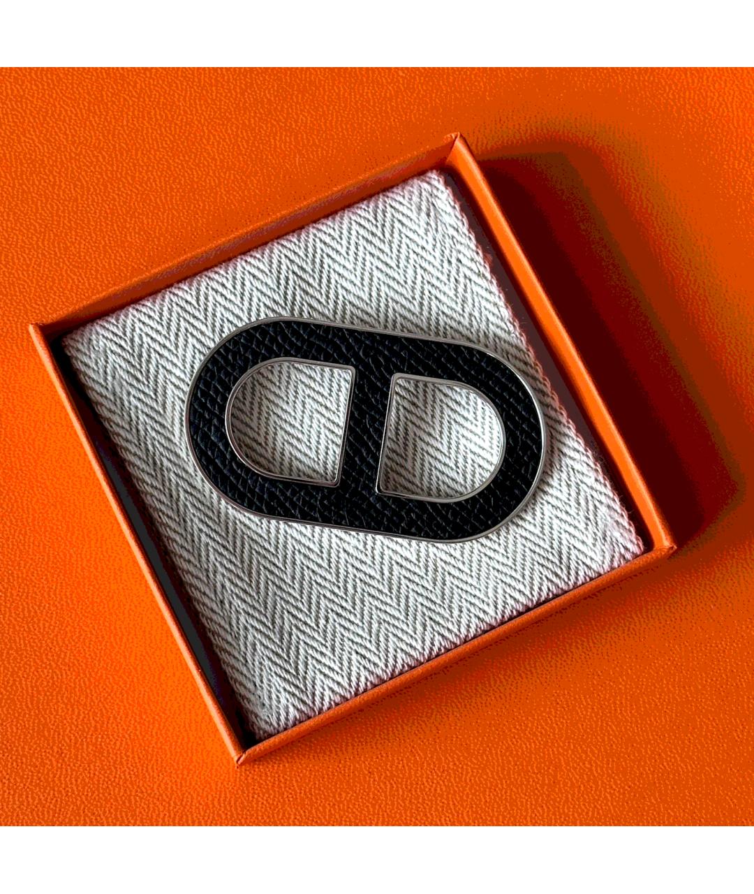 HERMES Черная кожаная булавка / брошь, фото 2