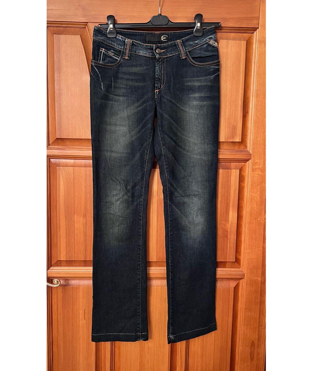 JUST CAVALLI Темно-синие хлопковые прямые джинсы, фото 4
