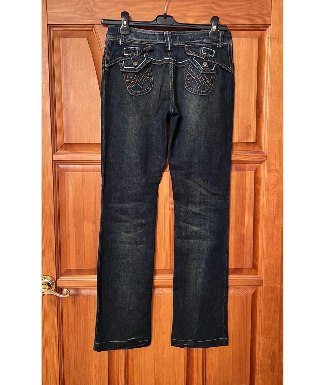 JUST CAVALLI Темно-синие хлопковые прямые джинсы, фото 2