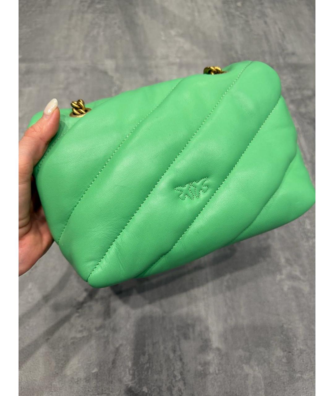 PINKO Зеленая кожаная сумка через плечо, фото 3