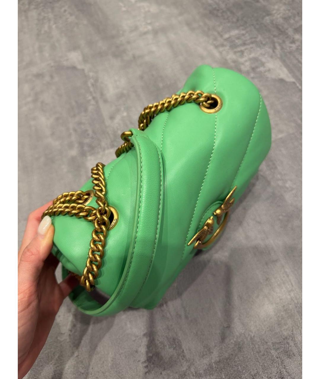 PINKO Зеленая кожаная сумка через плечо, фото 4