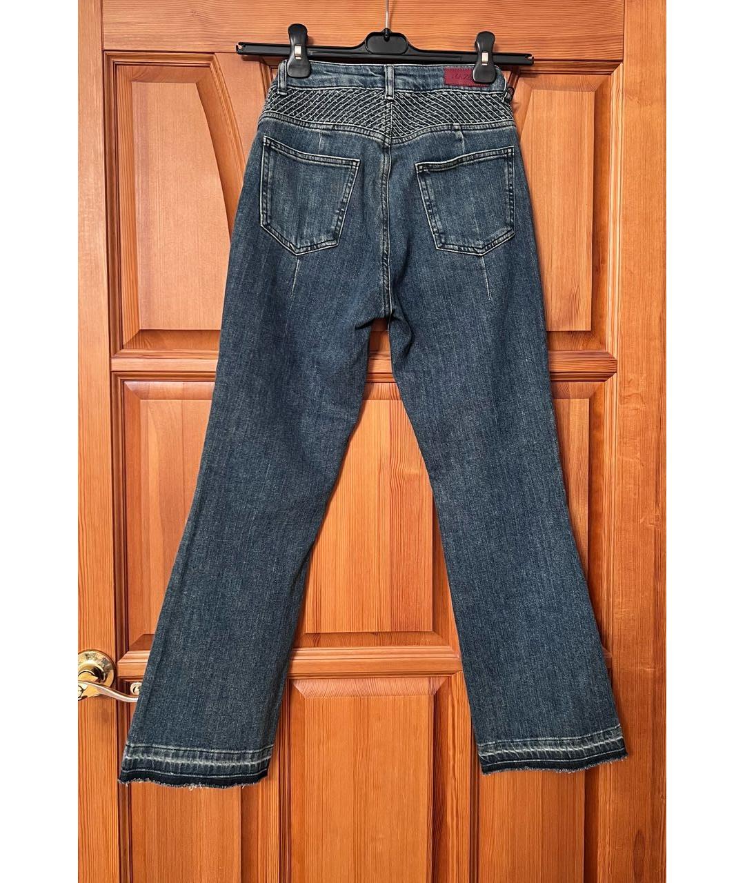 MAX MARA Синие хлопковые прямые джинсы, фото 2