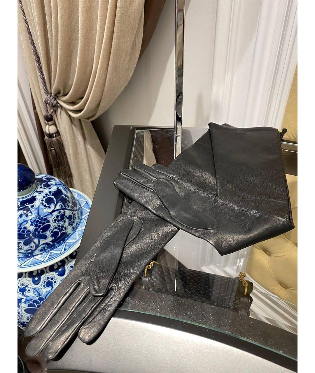 ETRO Черные кожаные перчатки, фото 2