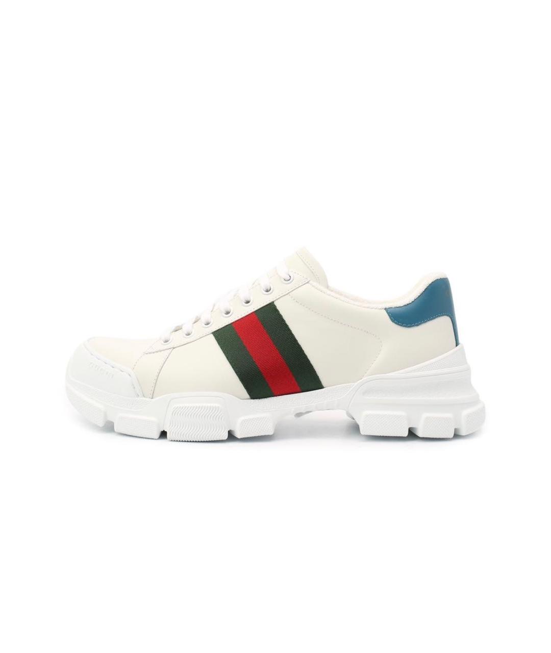 GUCCI Белые кожаные низкие кроссовки / кеды, фото 9