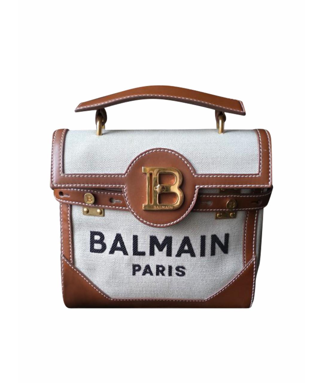 BALMAIN Бежевая тканевая сумка с короткими ручками, фото 1