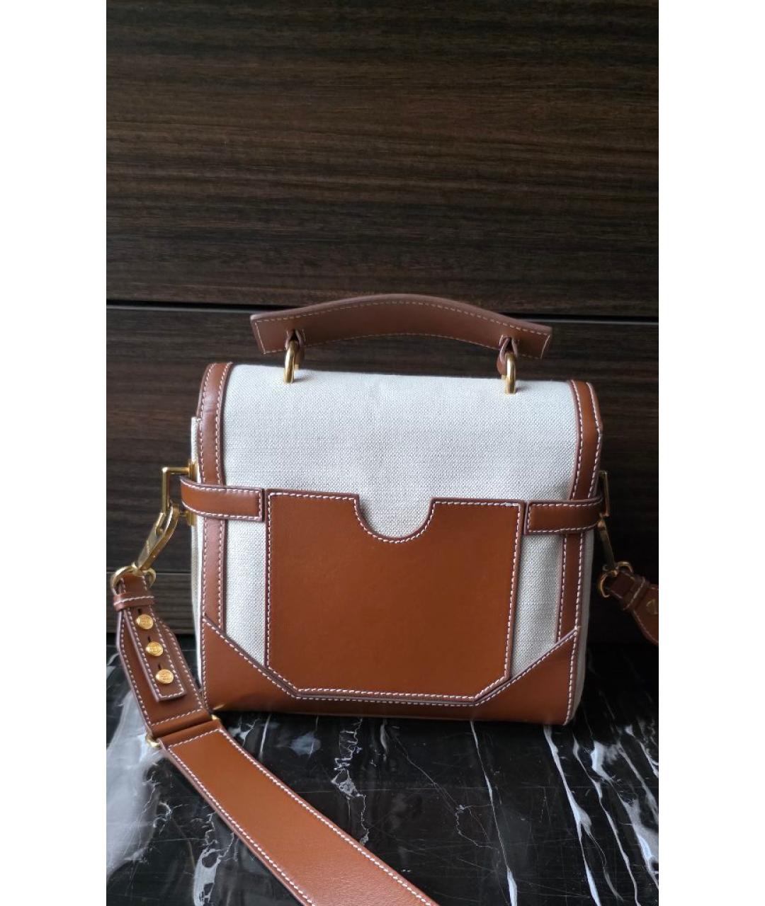 BALMAIN Бежевая тканевая сумка с короткими ручками, фото 3