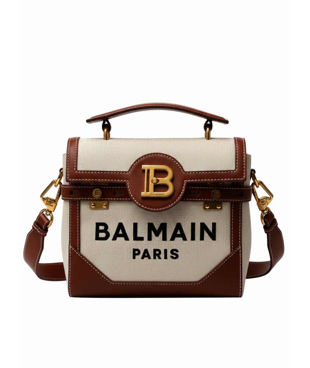 BALMAIN Бежевая тканевая сумка с короткими ручками, фото 7