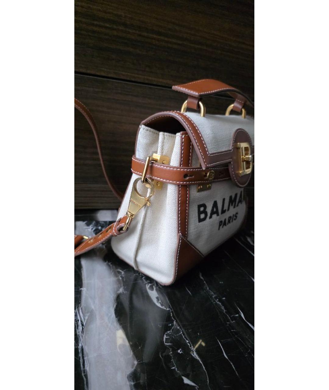 BALMAIN Бежевая тканевая сумка с короткими ручками, фото 2