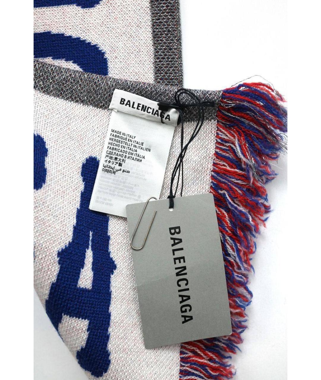 BALENCIAGA Белый шерстяной шарф, фото 5