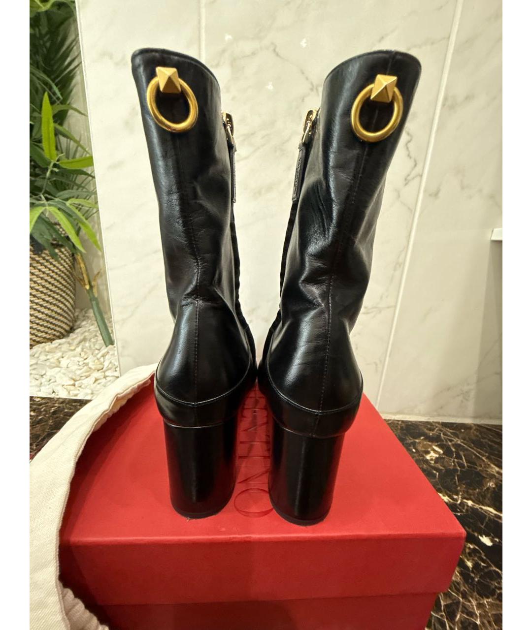 VALENTINO Черные кожаные ботильоны, фото 4