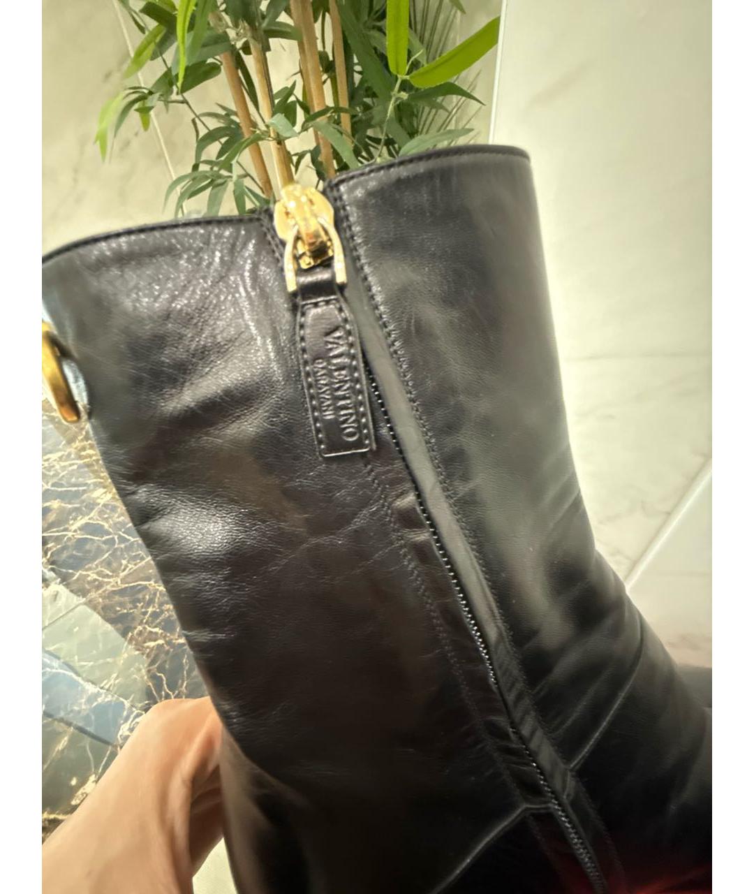 VALENTINO Черные кожаные ботильоны, фото 5