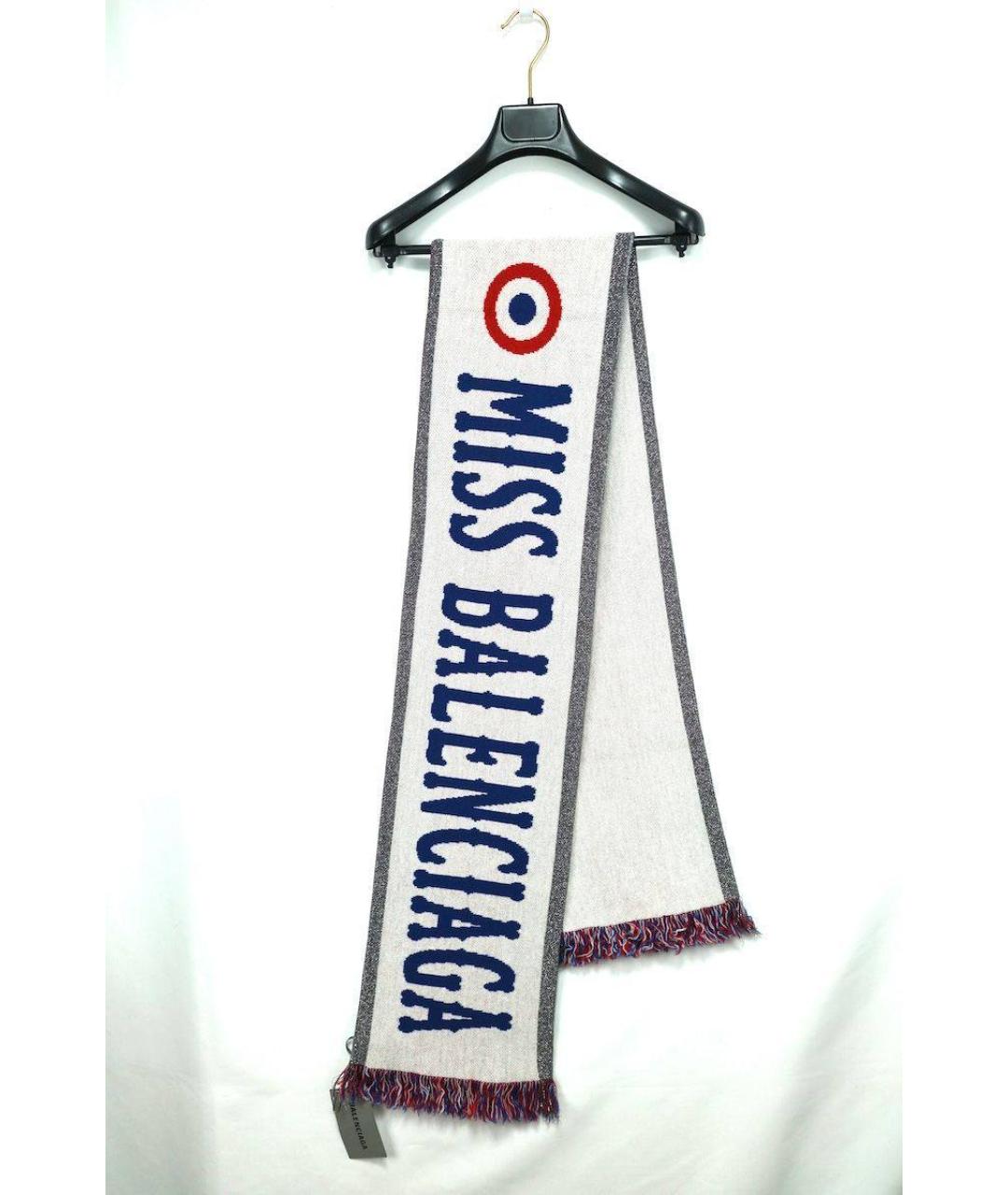 BALENCIAGA Белый шерстяной шарф, фото 6