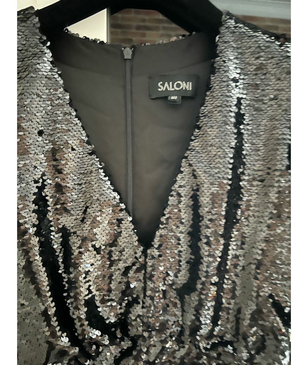 SALONI Черное полиэстеровое вечернее платье, фото 7