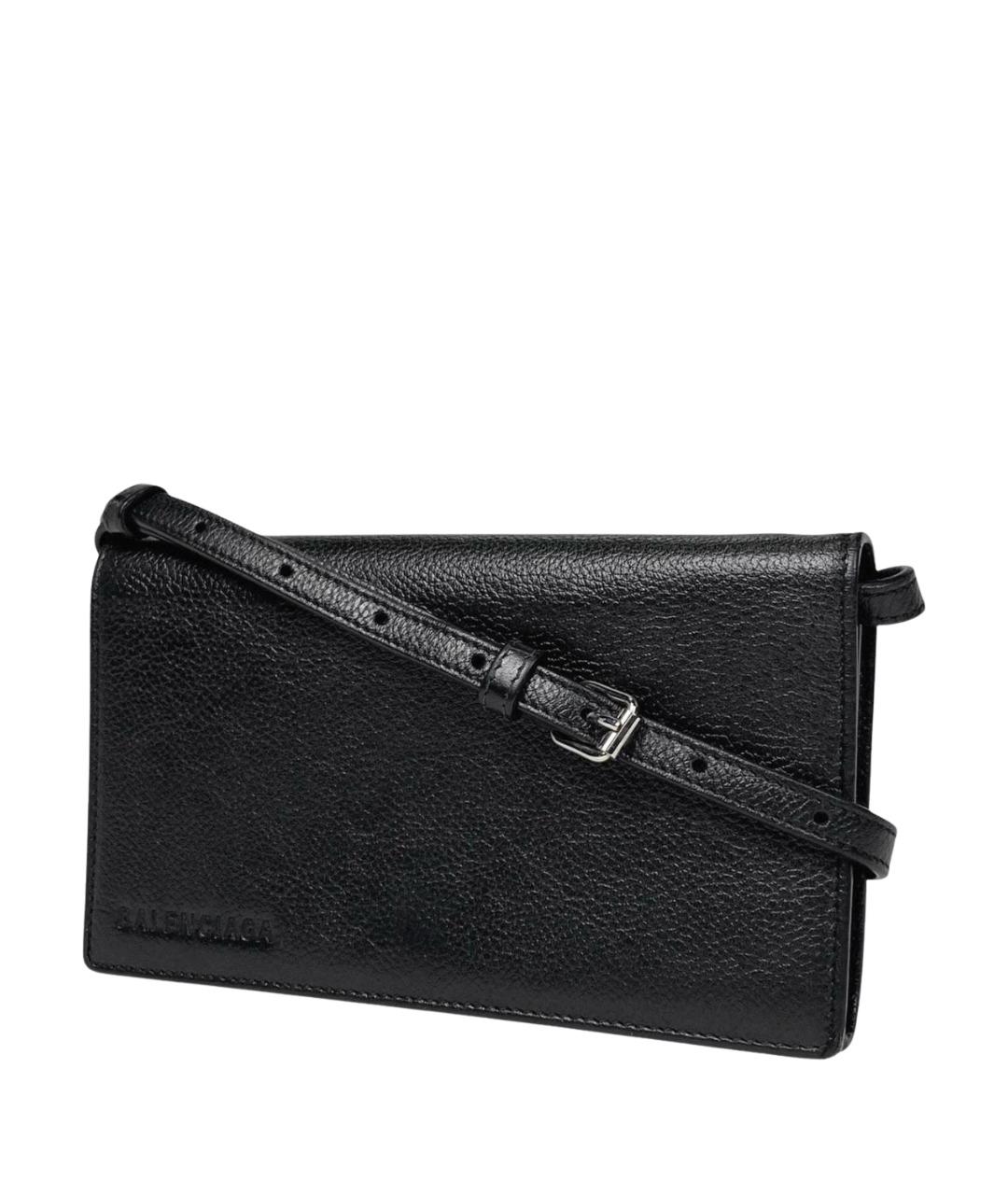 BALENCIAGA Черная кожаная барсетка, фото 1