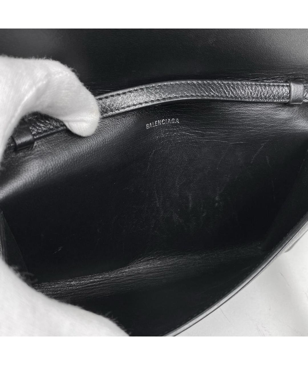 BALENCIAGA Черная кожаная барсетка, фото 2