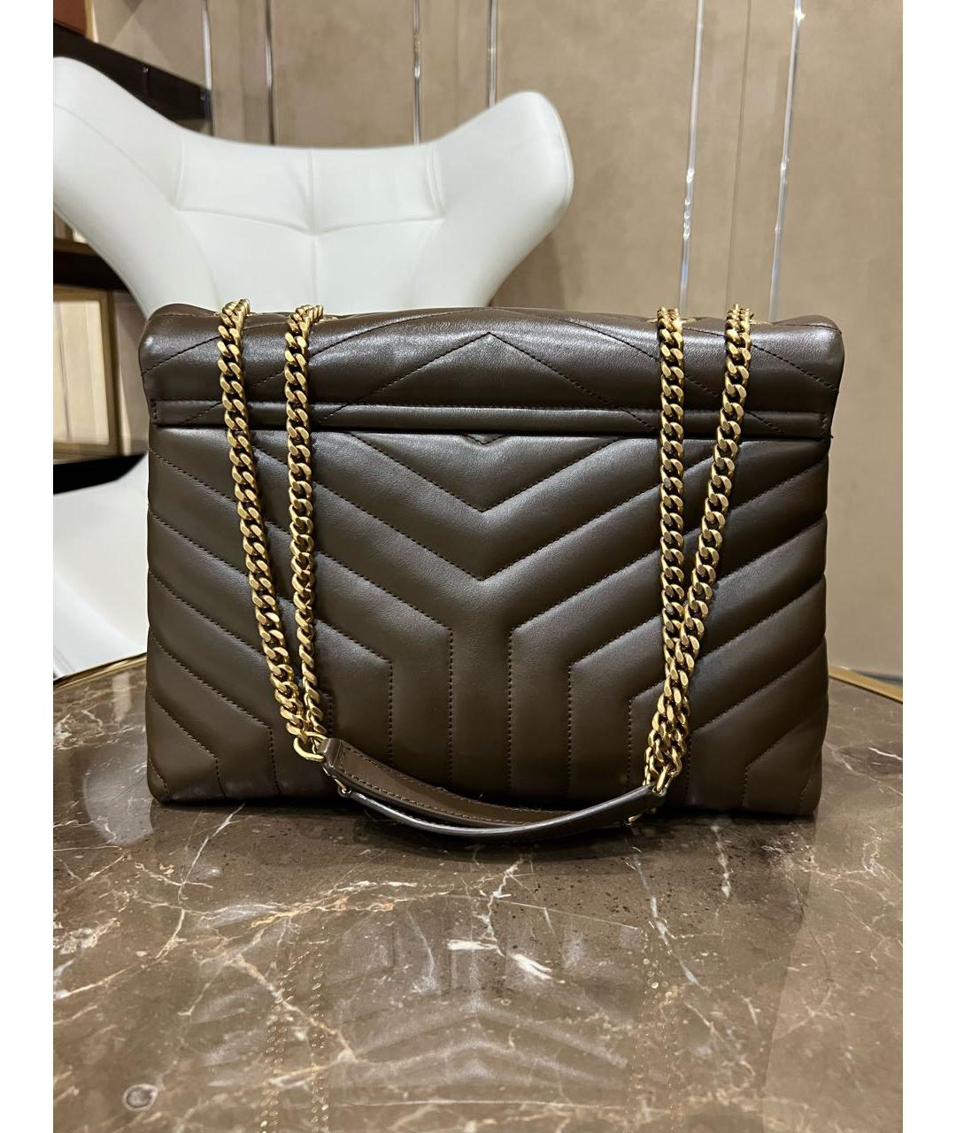 SAINT LAURENT Коричневая кожаная сумка через плечо, фото 3