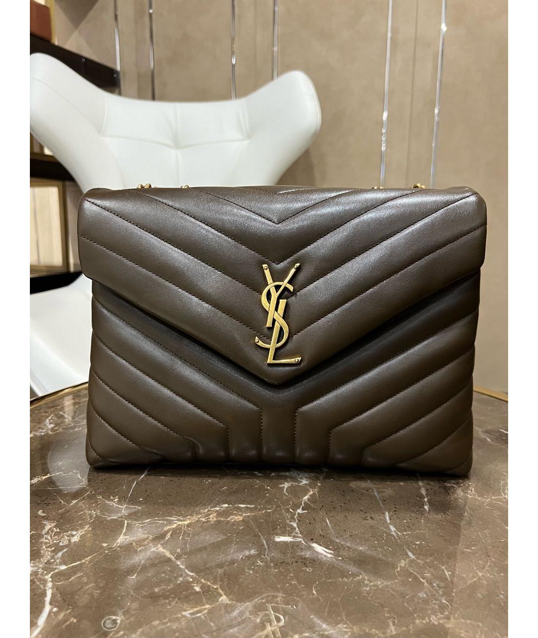 SAINT LAURENT Коричневая кожаная сумка через плечо, фото 6