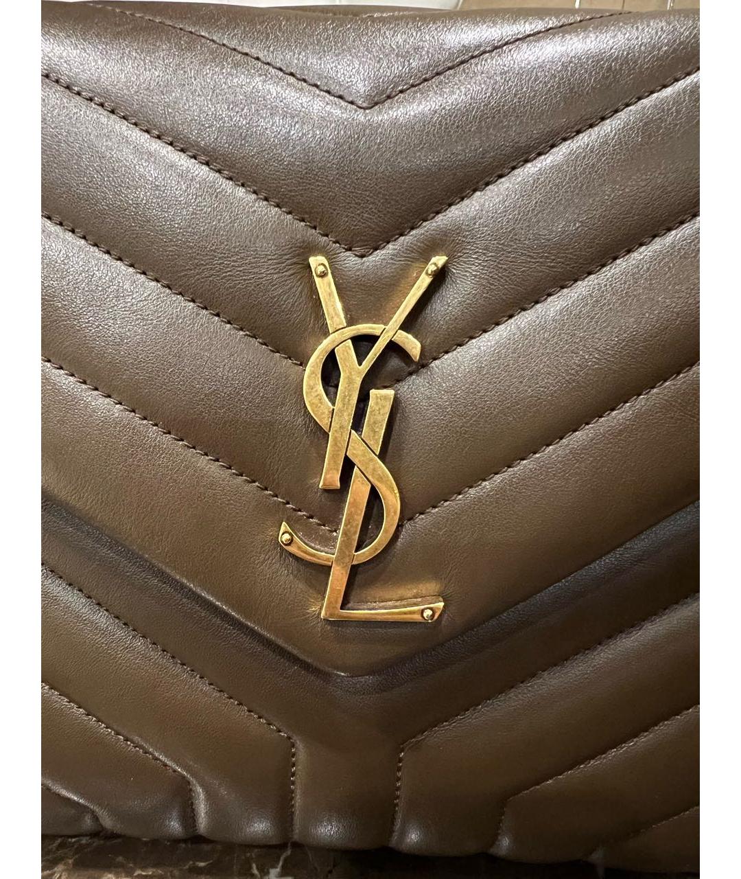 SAINT LAURENT Коричневая кожаная сумка через плечо, фото 4