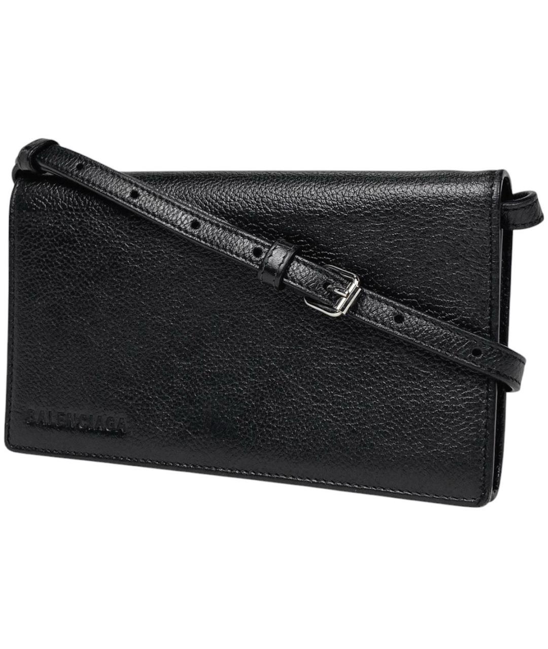 BALENCIAGA Черная кожаная барсетка, фото 1