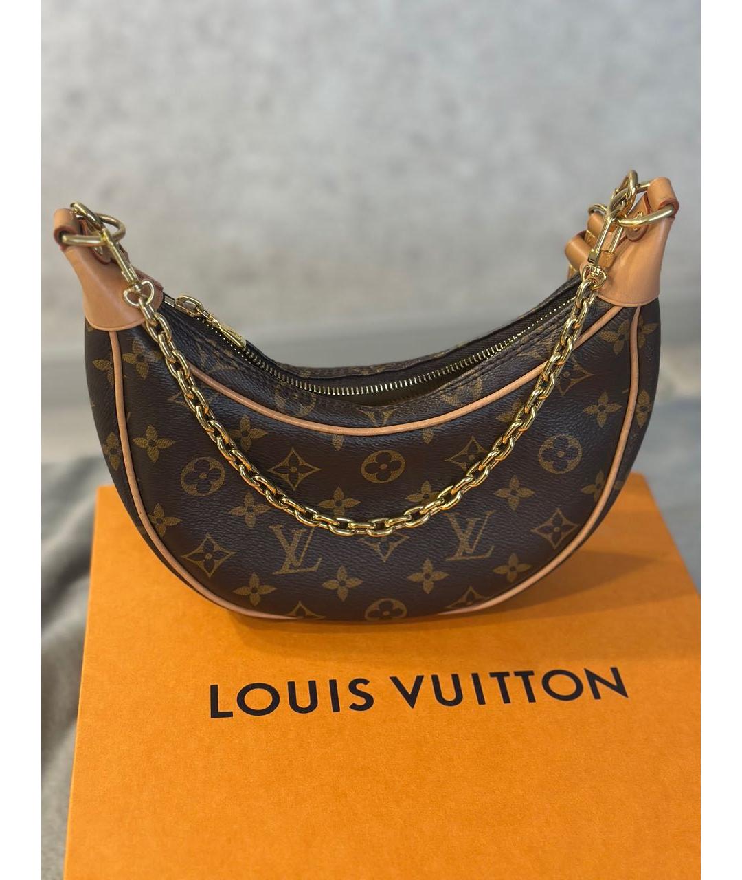 LOUIS VUITTON Коричневая кожаная сумка с короткими ручками, фото 6