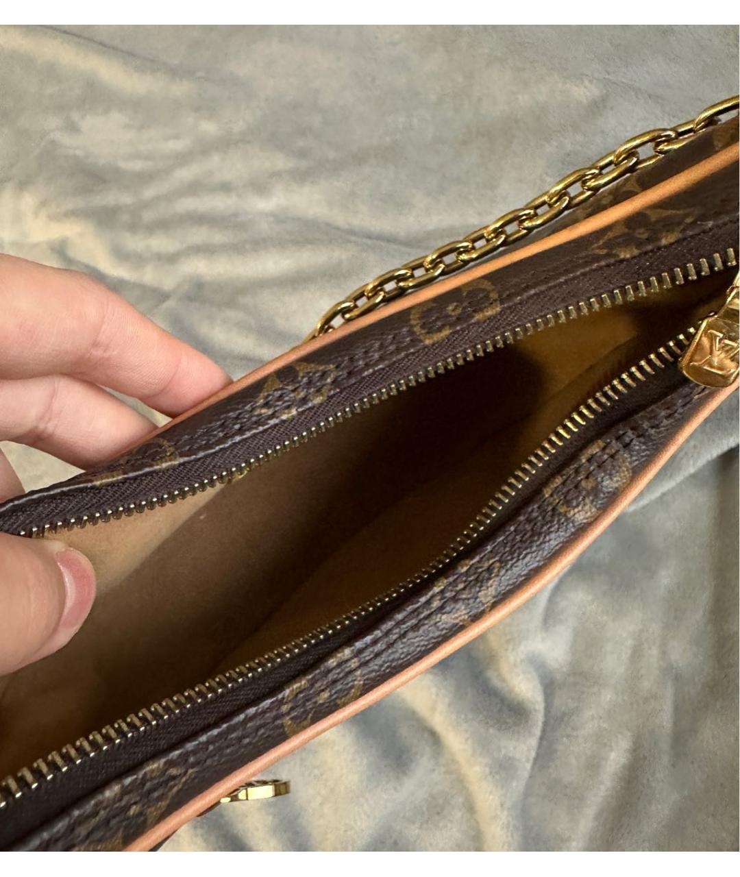 LOUIS VUITTON Коричневая кожаная сумка с короткими ручками, фото 4