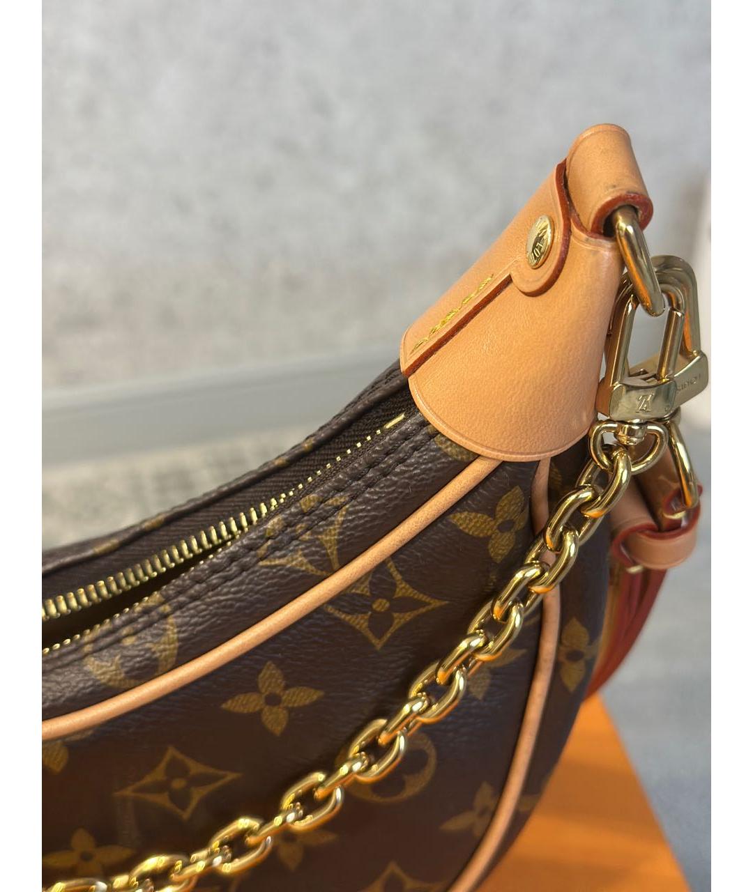 LOUIS VUITTON Коричневая кожаная сумка с короткими ручками, фото 3