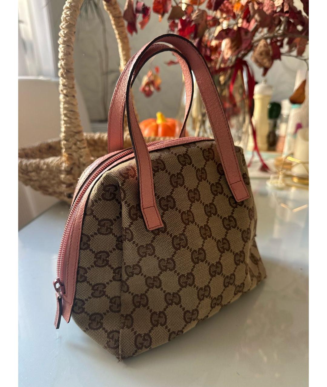 GUCCI Розовая тканевая сумка с короткими ручками, фото 2