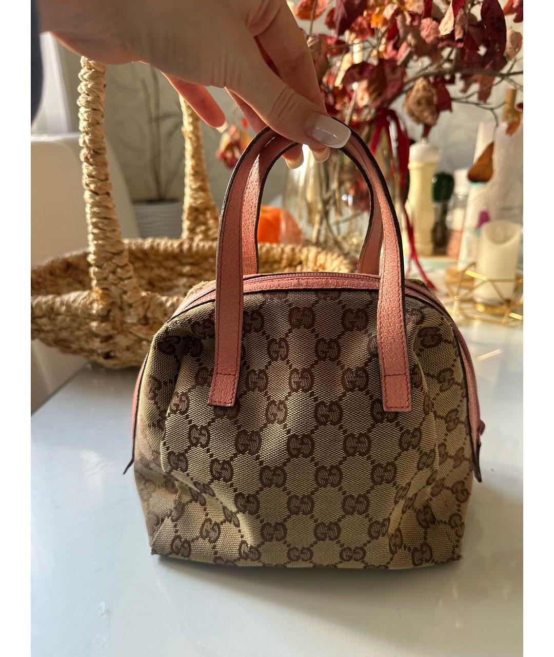 GUCCI Розовая тканевая сумка с короткими ручками, фото 8