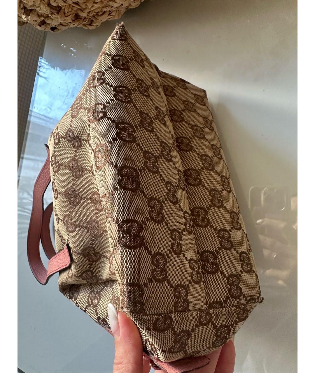 GUCCI Розовая тканевая сумка с короткими ручками, фото 7