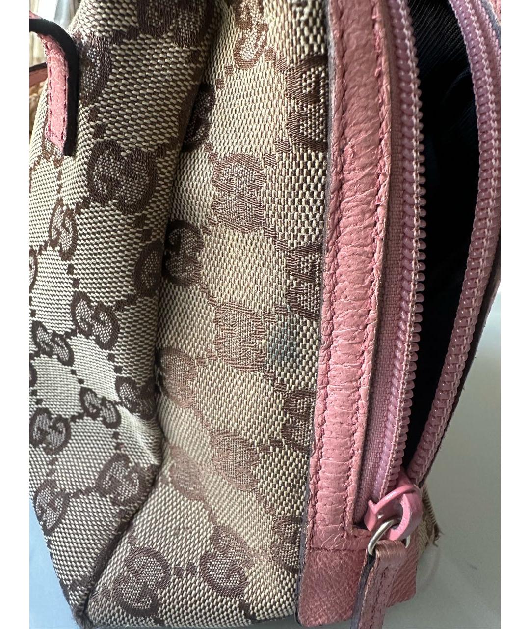 GUCCI Розовая тканевая сумка с короткими ручками, фото 5