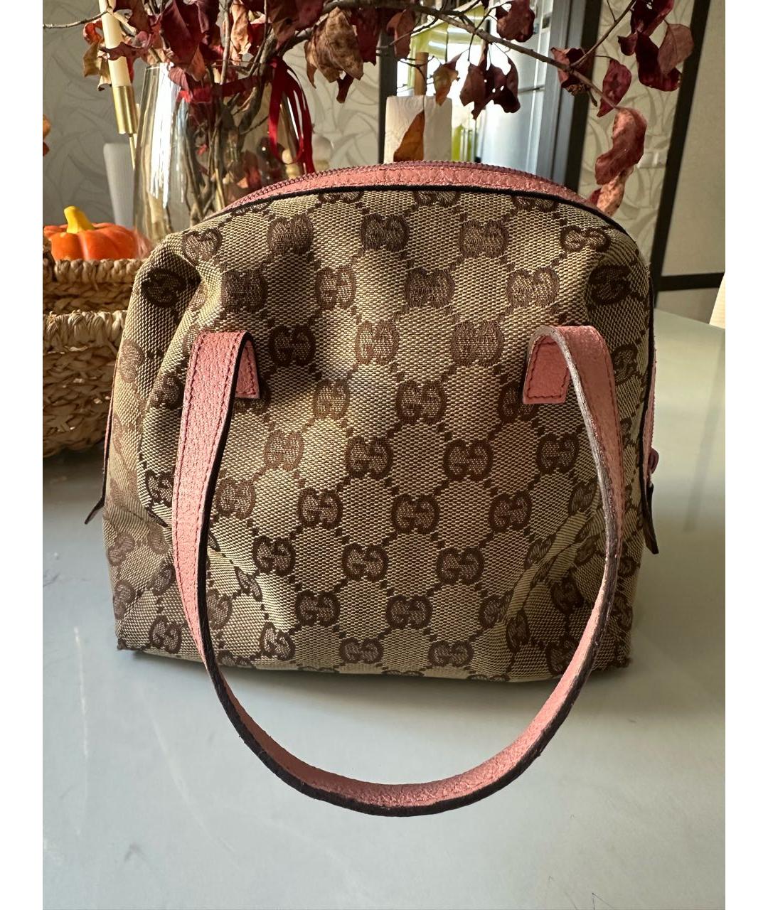 GUCCI Розовая тканевая сумка с короткими ручками, фото 3