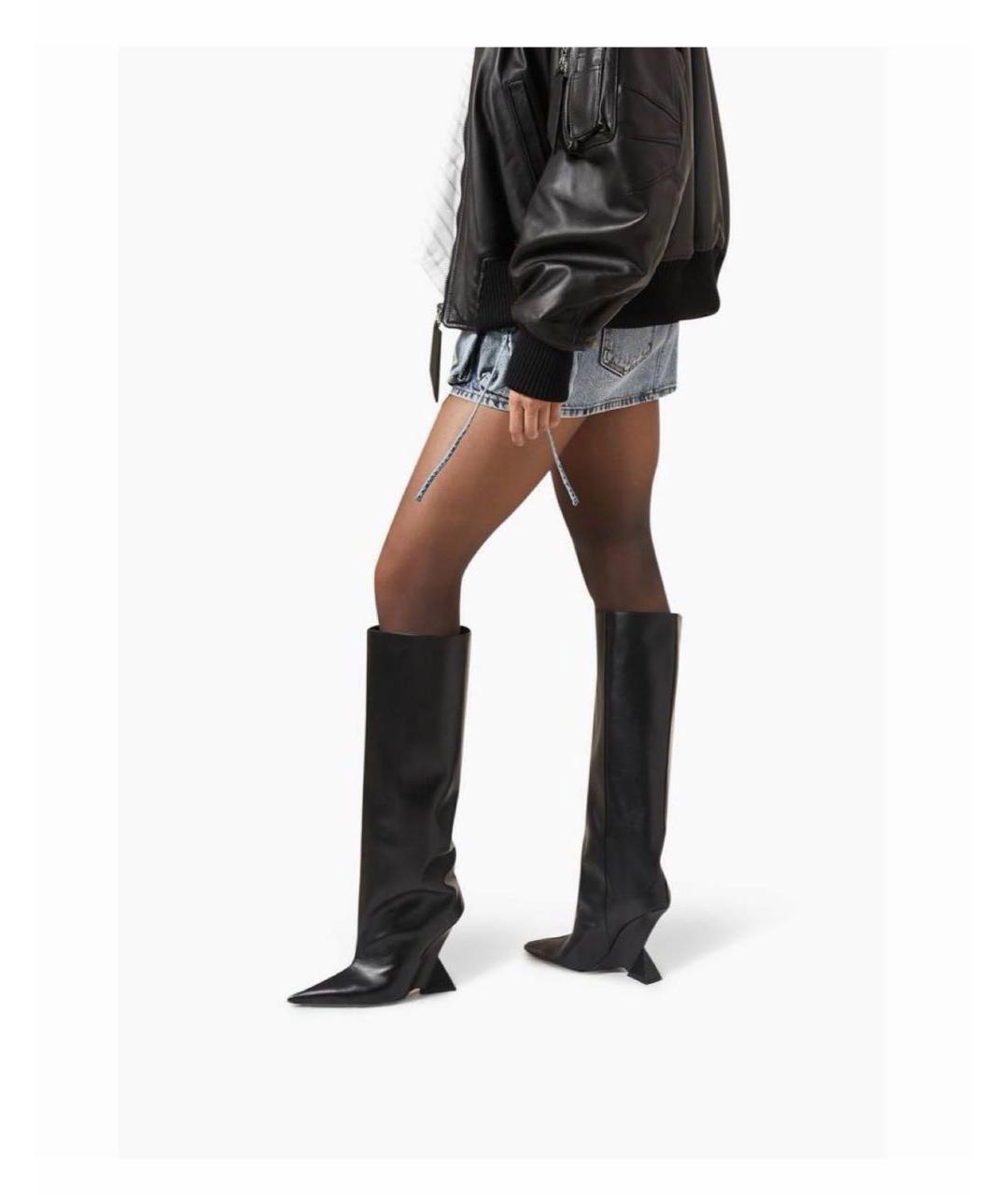THE ATTICO Черные кожаные сапоги, фото 5
