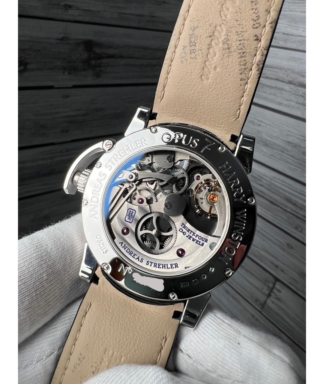 Harry Winston Черные часы из белого золота, фото 9