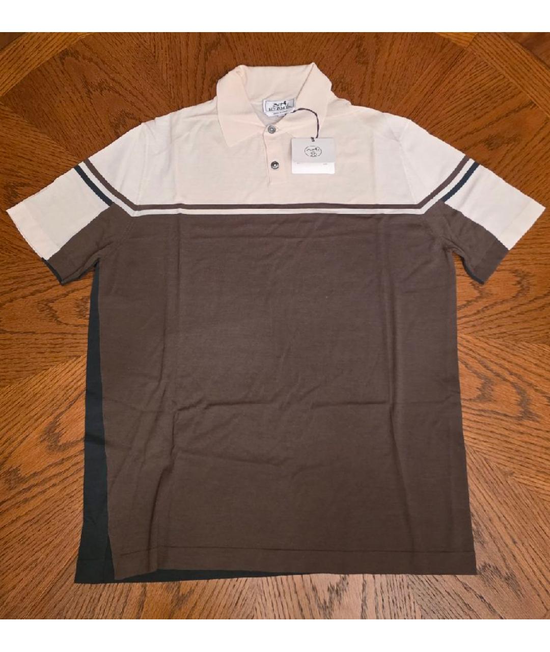 HERMES Бежевое поло с коротким рукавом, фото 4