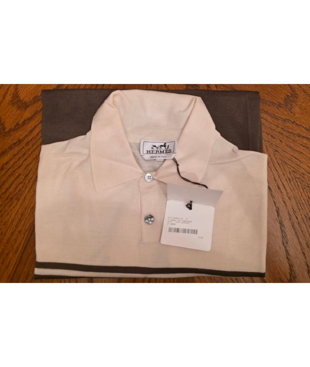HERMES Бежевое поло с коротким рукавом, фото 2