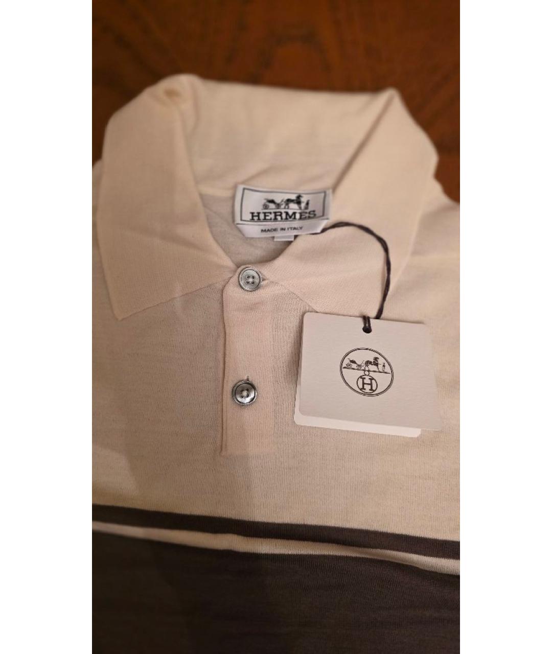 HERMES Бежевое поло с коротким рукавом, фото 3