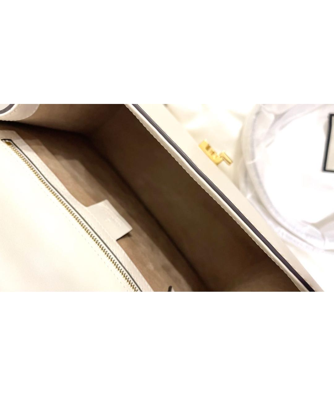 GUCCI Белая кожаная сумка с короткими ручками, фото 4