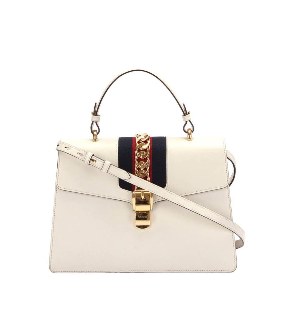 GUCCI Белая кожаная сумка с короткими ручками, фото 5