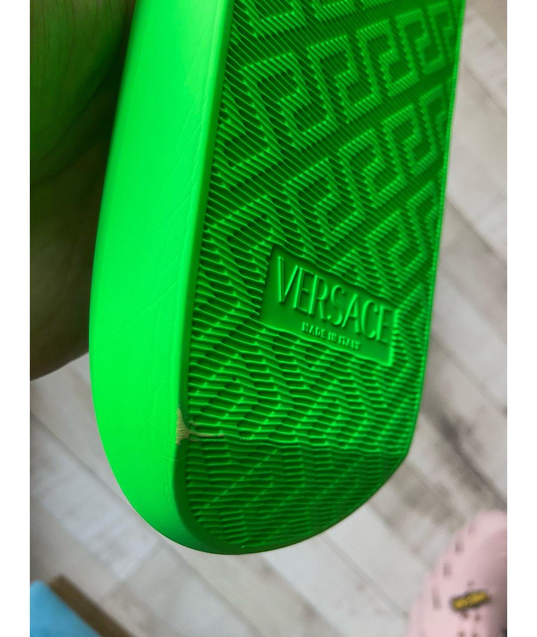 VERSACE Зеленые резиновые шлепанцы, фото 6