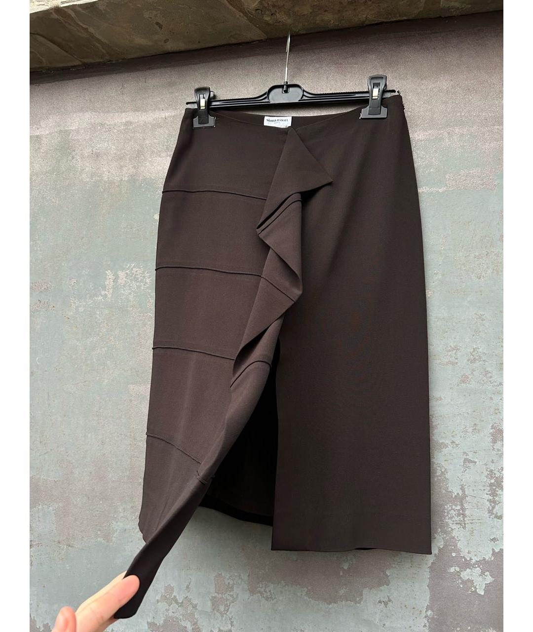 SONIA RYKIEL Коричневая вискозная юбка миди, фото 3
