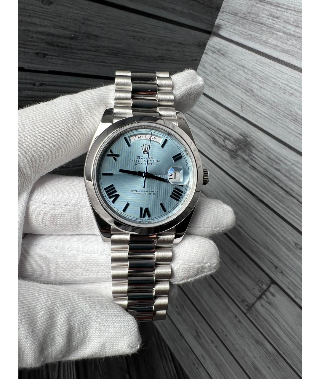 ROLEX Голубые платиновые часы, фото 3