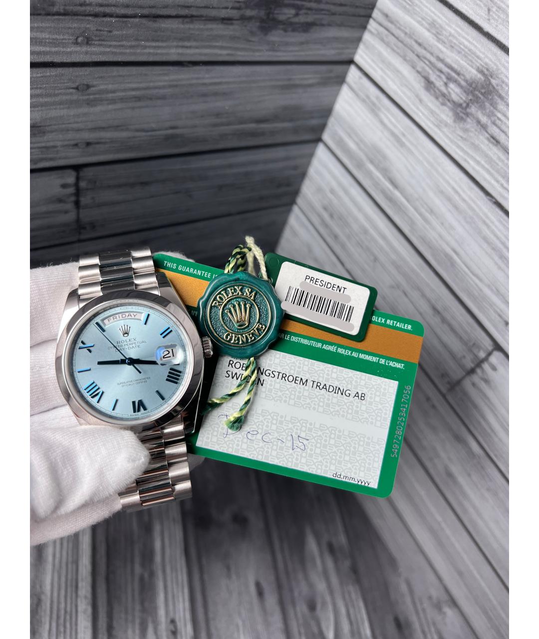 ROLEX Голубые платиновые часы, фото 2