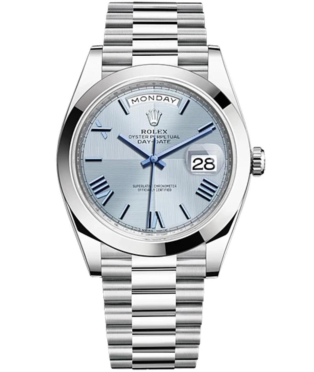 ROLEX Голубые платиновые часы, фото 1