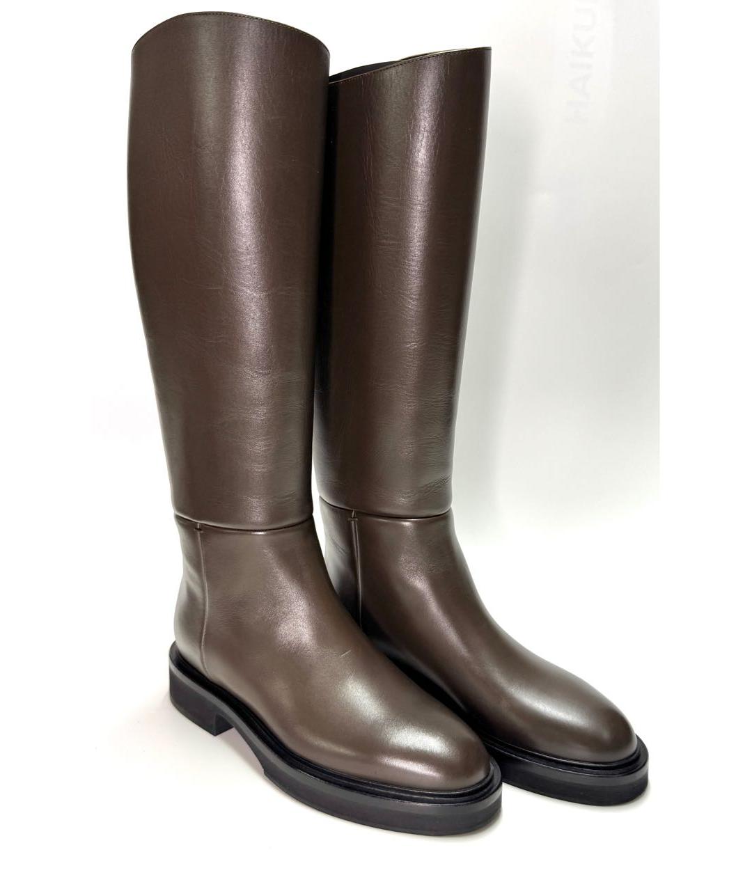 KHAITE Коричневые кожаные сапоги, фото 3