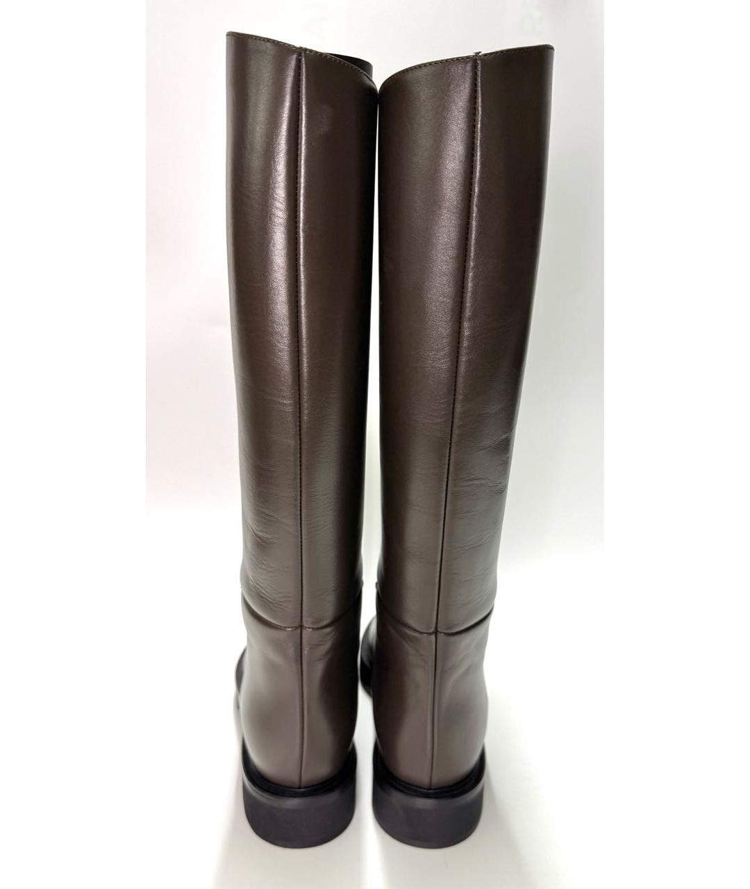 KHAITE Коричневые кожаные сапоги, фото 4